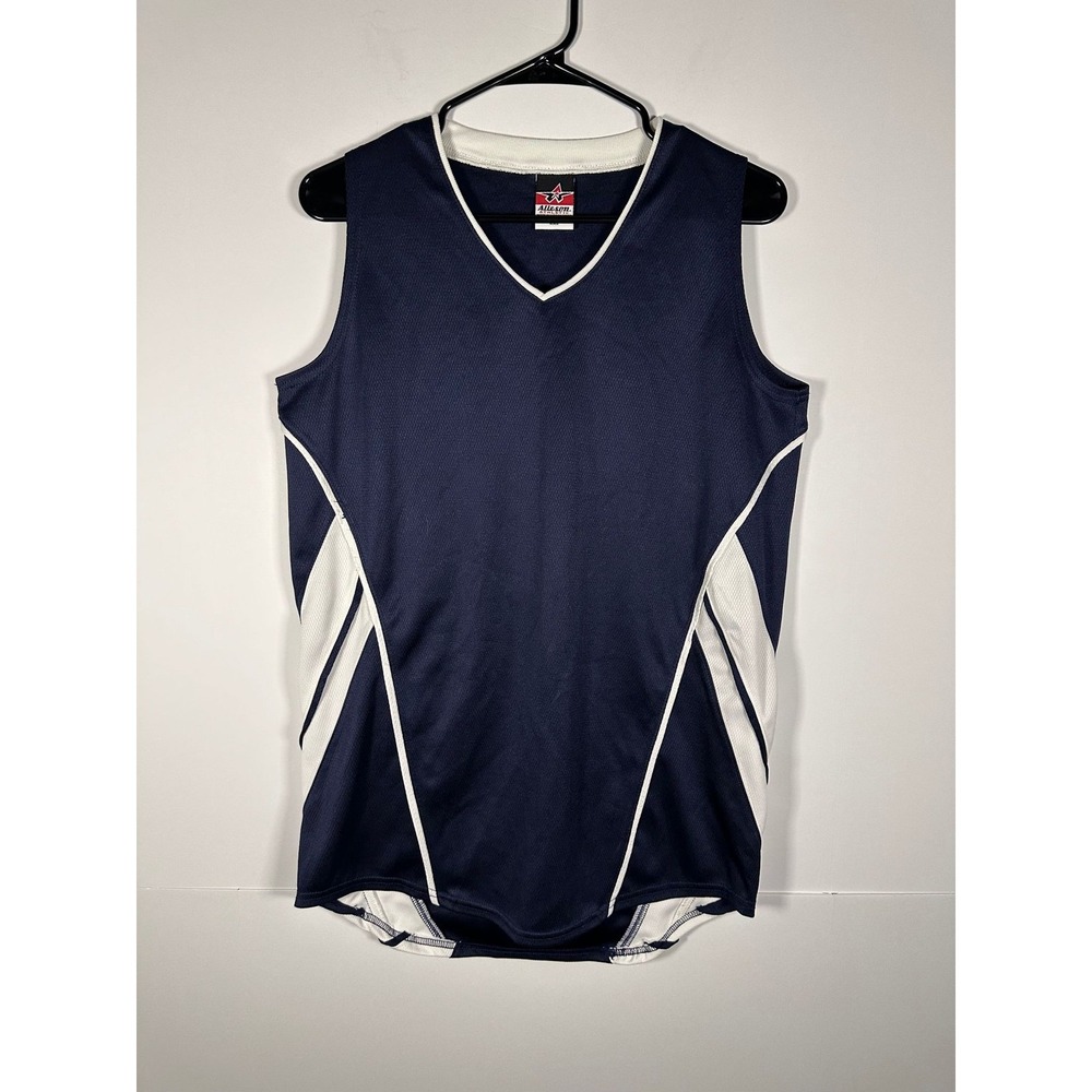 Alleson Athletic Tank Womens M Navy White V Neck Mesh Practice Basketball Jersey